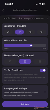 Ajustes para el rendimiento de la limpieza