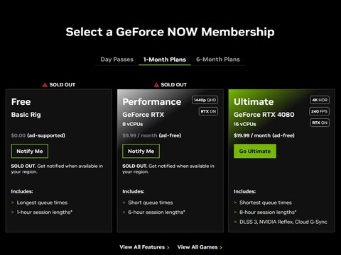GeForce Opciones de nivel agotadas (Fuente de la imagen: Nvidia)