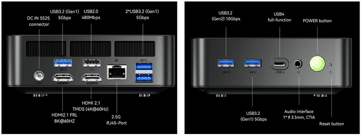 Las interfaces externas del GMKtec NucBox K17 (Fuente: GMKtec)