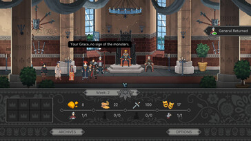 Una imagen que muestra una secuencia de juego en Yes, Your Grace.
