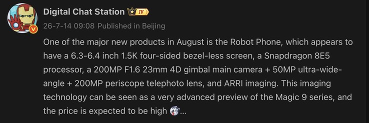 Se han filtrado detalles sobre el Honor Robot Phone.