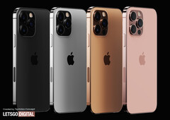 Al igual que el iPhone 12 Pro, el iPhone 13 Pro saldrá supuestamente en cuatro colores diferentes (Imagen: Letsgodigital)