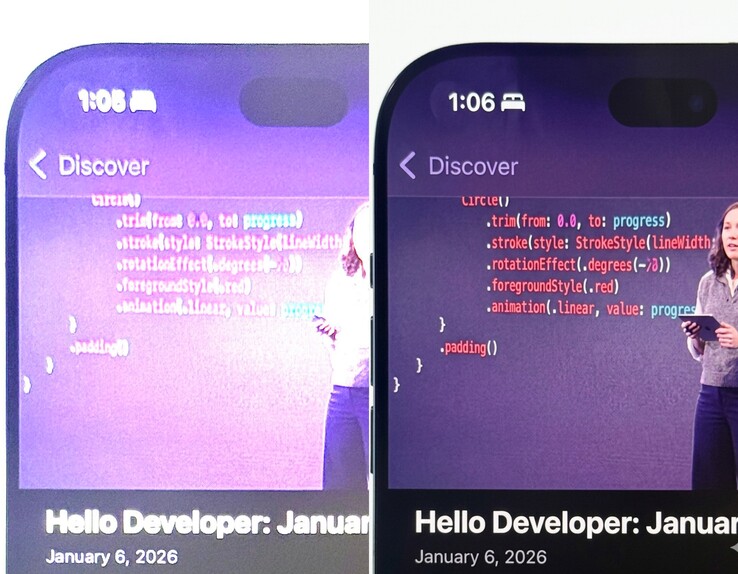 La supuesta filtración del prototipo del iPhone 18 Pro (izquierda) coincide con las recientes filtraciones de un Dynamic Island más pequeño; aun así, tómelo con dosis de escepticismo.