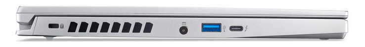 Lado izquierdo: Ranura para un bloqueo de cable, conector de alimentación, USB 3.2 Gen 2 (USB-A), Thunderbolt 4 (USB-C; Power Delivery, Displayport)