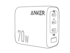 Según se informa, el nuevo cargador de pared Anker Zolo de 4 puertos y 70 W (en la imagen) contará con un enchufe plegable. (Fuente de la imagen: @AnkerInsider en X/Twitter)