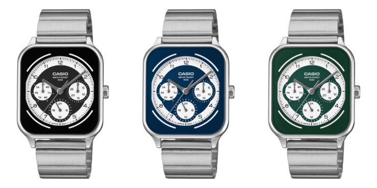 De izquierda a derecha: los relojes Casio MTP-M307D-1BV, MTP-M307D-2BV y MTP-M307D-3BV. (Fuente de la imagen: Casio, editado)