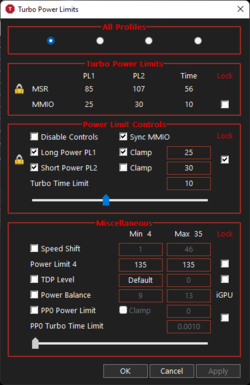 Ajustes de ThrottleStop @25 W