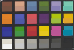 ColorChecker Passport: color objetivo mostrado en la mitad inferior de cada parche.