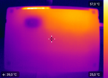 Temperatura de la parte inferior en la prueba de esfuerzo