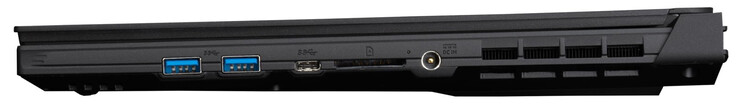 Lado derecho: 2 USB 3.2 Gen 1 (Tipo-A), 1 Thunderbolt 4, lector de tarjetas de memoria (SD), fuente de alimentación