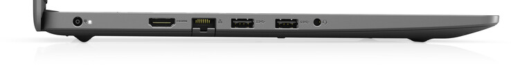 Lado izquierdo: Fuente de alimentación, HDMI, Gigabit Ethernet, 2 USB 3.2 Gen 1 (Tipo-A), audio combinado