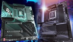 Los precios medios de venta de las placas base Intel y AMD han superado con creces las crecientes tasas de inflación. (Fuente de la imagen: ASRock/Gigabyte - editado)