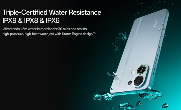 Los smartphones de la serie Oppo K13 Turbo cuentan con una triple certificación de resistencia al agua. (Fuente de la imagen: Oppo)
