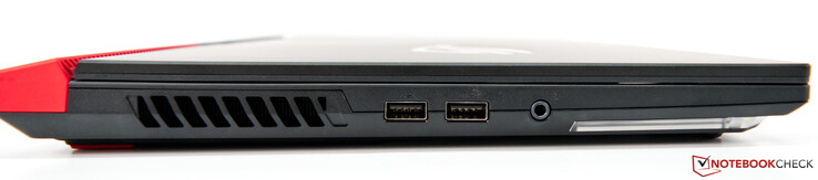 Izquierda: rejillas de ventilación, 2 USB-A 3.0, conector de audio de 3,5 mm
