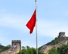 La bandera china con la Gran Muralla de China al fondo