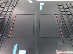 El área Touchpad/TrackPoint del T470s (derecha) es ligeramente diferente del del nuevo ThinkPad T470 (enlaces).