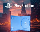 Cartel promocional de las acciones de Sony en el que se muestra una caja física de videojuego vacía
