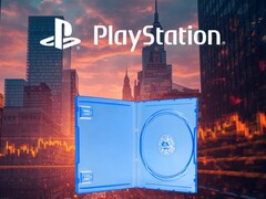 Cartel promocional de las acciones de Sony en el que se muestra una caja física de videojuego vacía