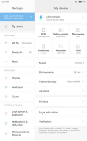 Xiaomi Mi Pad 4 (LTE) Información del dispositivo