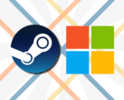 Si la filtración es cierta, los títulos de Steam podrían estar disponibles en la Microsoft Store a través de la vinculación backend. (Fuente de la imagen: Steam, Microsoft - editado)