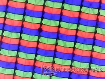 Una matriz de subpíxeles RGB nítida y sin problemas de grano por la superposición brillante