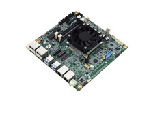 La placa base MIX-PT LWV1 Mini ITX de Aaeon tiene el aspecto de una típica placa base SFF compacta con ventilador integrado.