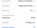 Twitter Blue, un nivel de pago de Twitter, podría estar en camino. (Imagen vía Jane Manchun Wong en Twitter)
