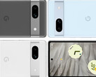 El Pixel 7a en sus tres supuestos colores de lanzamiento. (Fuente de la imagen: @OnLeaks y MySmartPrice)