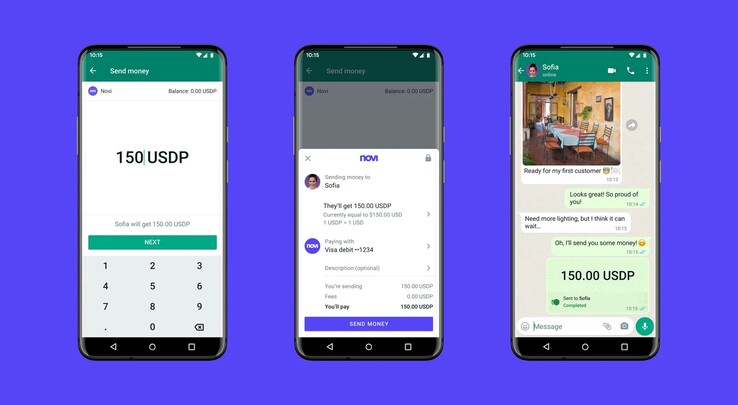 Novi Wallet ya funciona en WhatsApp para ciertos usuarios de Estados Unidos. (Fuente: Novi)