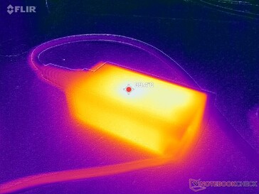 El adaptador de CA alcanza más de 40 C cuando funciona con cargas exigentes