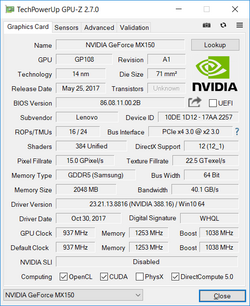 GPU-Z Nvidia GeForce MX150