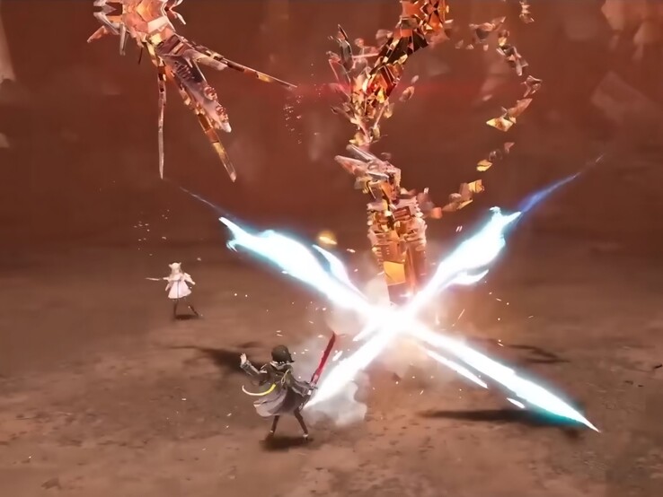 Hasta cuatro miembros del grupo luchan juntos en combates en tiempo real. (Captura de pantalla del tráiler oficial de jugabilidad de Arknights: Endfield)
