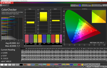 Precisión de color de CalMAN (espacio de color de destino sRGB)