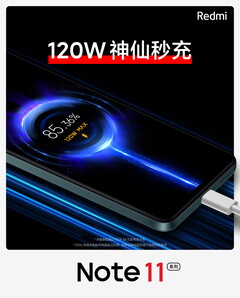 La carga por cable de 120 W es una de las características que se incorporan a la serie Redmi Note 11. (Fuente de la imagen: Xiaomi - editado)