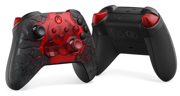 El mando de edición limitada de Gears of War: E-Day presenta un diseño en 3D en la parte frontal.