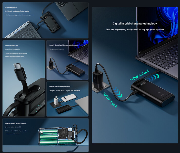 Principales características del power bank (Fuente de la imagen: Lenovo - machine translated)