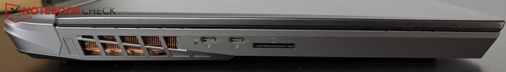 Izquierda: 2x USB-C con TB5 y PD, lector SD