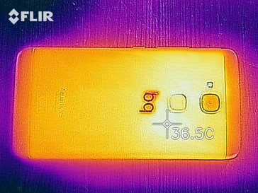 Imagen térmica de la parte trasera del dispositivo bajo carga