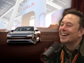 Ellon Musk acudió a las redes sociales para burlarse de Lucid por adoptar el hardware de carga NACS de Tesla. (Fuente de la imagen: PowerfulJRE en YouTube/Tesla/Lucid - editado)