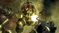 Una captura de pantalla de Bioshock Remastered que muestra a un jugador luchando contra un Big Daddy (fuente de la imagen: SteamDB)