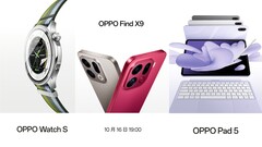Además del Oppo Find X9, que es el principal foco de atención, la próxima semana también se presentarán el Oppo Watch S y el Oppo Pad 5. (Fuente de la imagen: Oppo, editado)