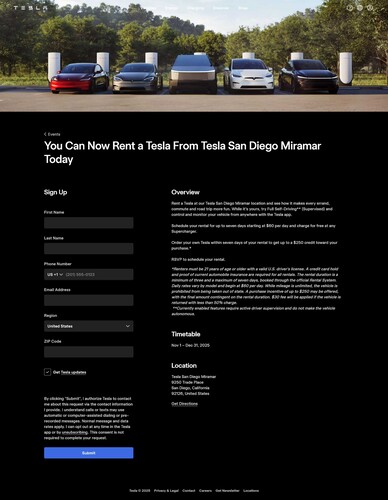 Tesla se pasa al alquiler: Varios modelos, incluido el Cybertruck, pueden alquilarse en California hasta una semana, con FSD y carga gratuita. (Fuente de la imagen: Tesla)