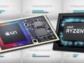 El SoC Apple M1 logró vencer al AMD Ryzen 9 5900HX en la mayoría de los benchmarks. (Fuente de la imagen: Apple/AMD/Max Tech - editado)
