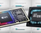 El SoC Apple M1 logró vencer al AMD Ryzen 9 5900HX en la mayoría de los benchmarks. (Fuente de la imagen: Apple/AMD/Max Tech - editado)