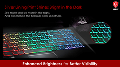 El recubrimiento plateado permite una iluminación RGB impactante en la oscuridad. (Fuente de la imagen: MSI)