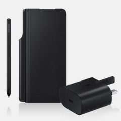 La filtración de Galaxy Z Fold3 pre-order 'Note Pack'. (Imagen: @_snoopytech_/Samsung)