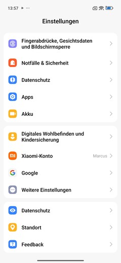 Redmi Note 15 Pro+ 5G: Página de ajustes