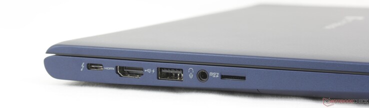 Izquierda: USB-C Thunderbolt 4 con DisplayPort + Power Delivery, HDMI 2.1, USB-A 3.2 Gen. 1, auriculares de 3,5 mm, lector MicroSD