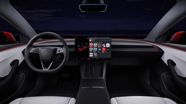 Tesla dice que ha mejorado los materiales del Model 3 y que ha incluido cargadores inalámbricos duales bajo la pantalla de infoentretenimiento. (Fuente de la imagen: Tesla)