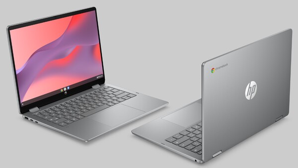 HP Chromebook x360 14 (2026) en Meteor Silver. (Fuente de la imagen: HP)